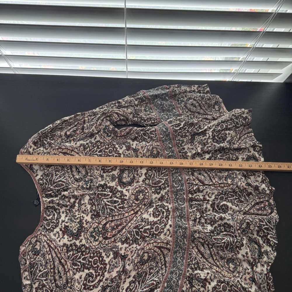 American Eagle Outfitters Blouse Womens Large Paisley Tassel 3/4 Sleeve Boho Top - Picture 10 of 10